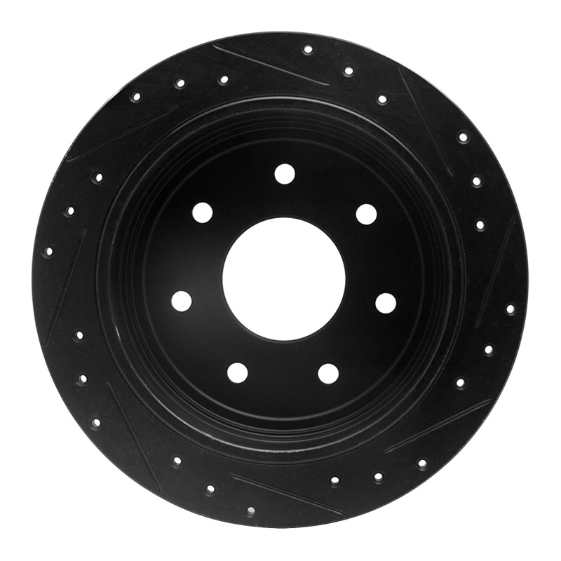 Ford F-150 Brake Rotor (1) - Rear Left - R1 Concepts - Drilled & Slotted - Black - `97-`04